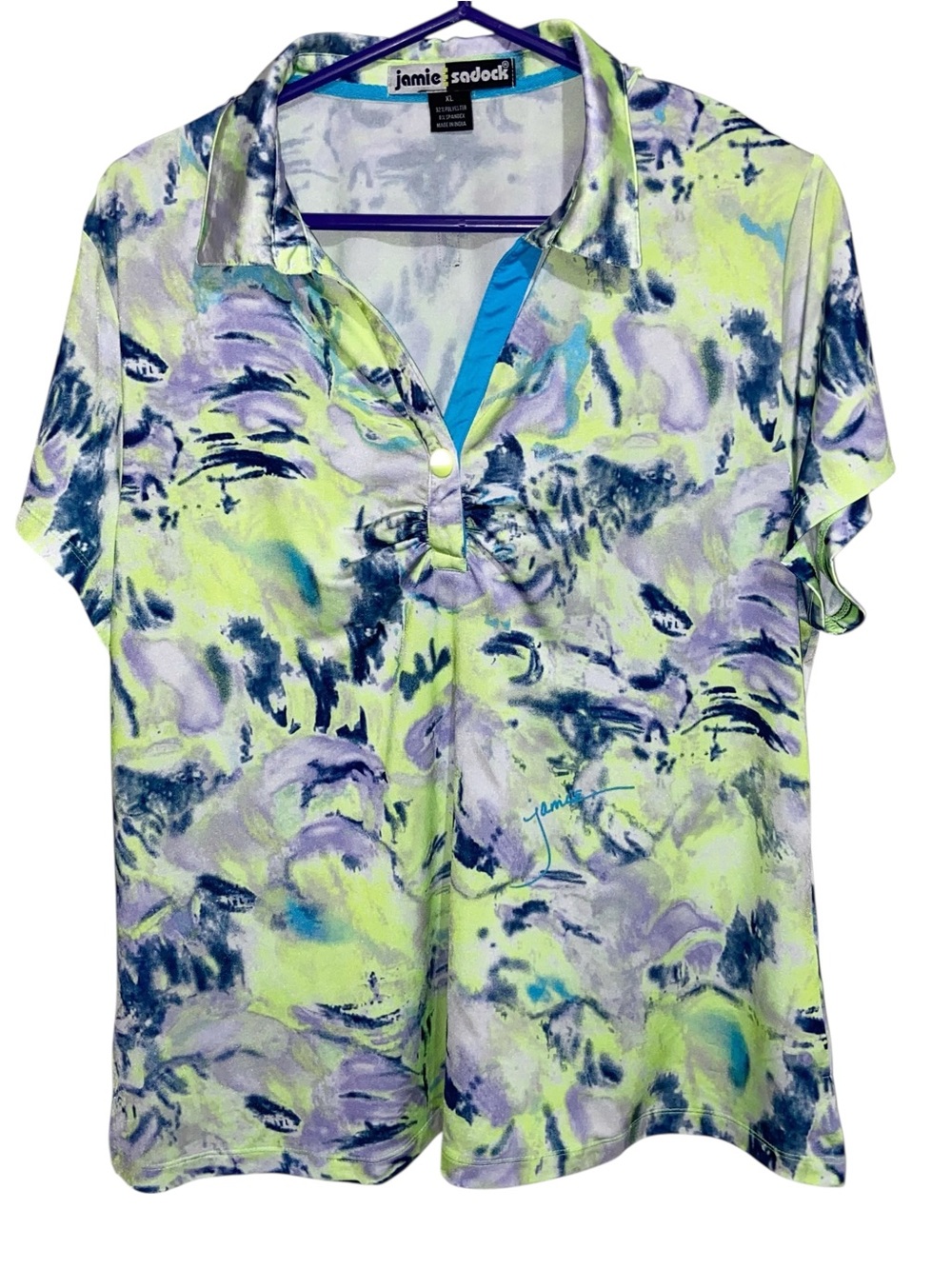 Jamie Sadock Top Womens XL Performance Stretch Shirt Golf Golfing Colorful